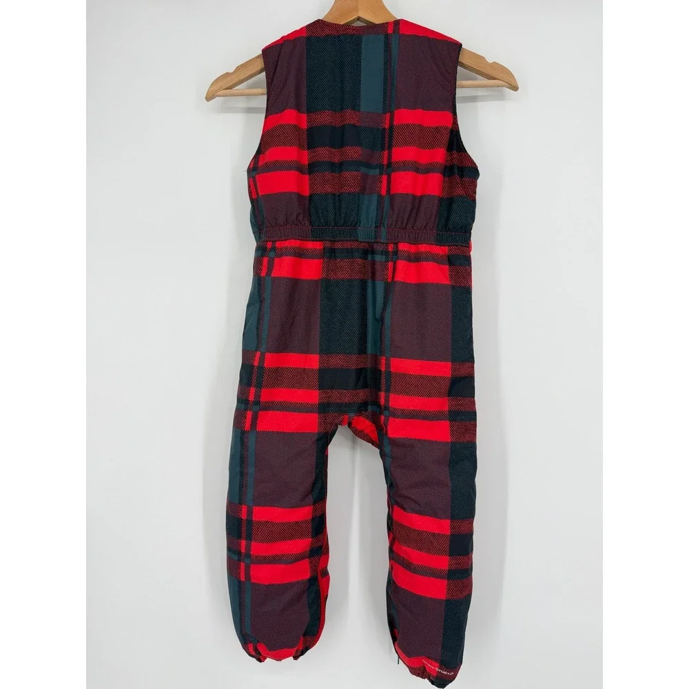 Columbia Toddler Plaid Snow Overalls Bib Pants‎ Fleece Lined 4T Red Gray